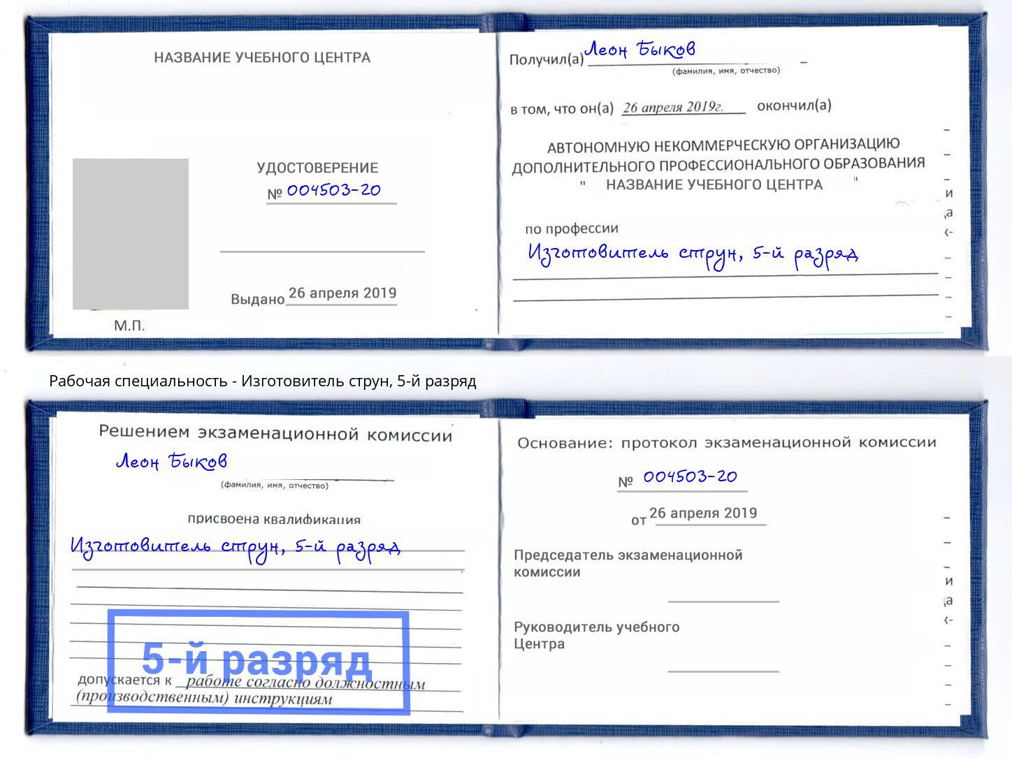 корочка 5-й разряд Изготовитель струн Сорочинск